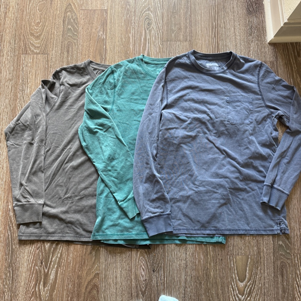 Goodfellow & Co Men's Long Sleeve Shirt Trio - Brown, Green, Blue Size M
